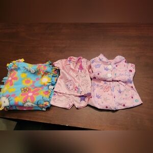 18" doll 2 pj sets and blanket